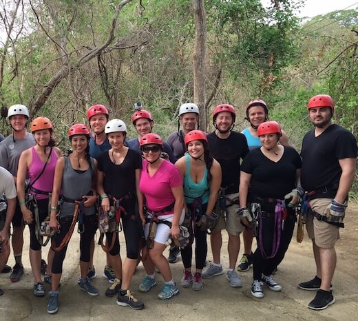 Turn on your images to see this group shot of us zip-lining in Costa Rica. 