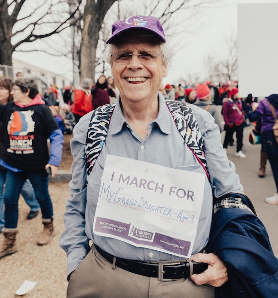 Grandfather at womenâ€™s march