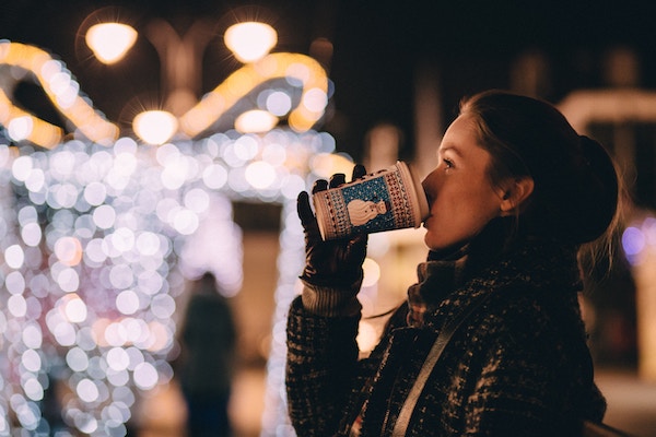 Woman Drinking Holiday Beverage