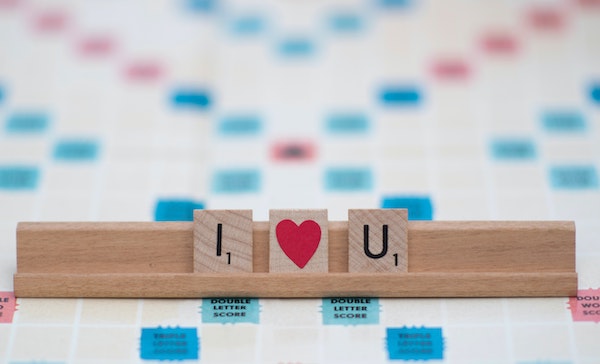 I Love You Written in Scrabble Game Pieces