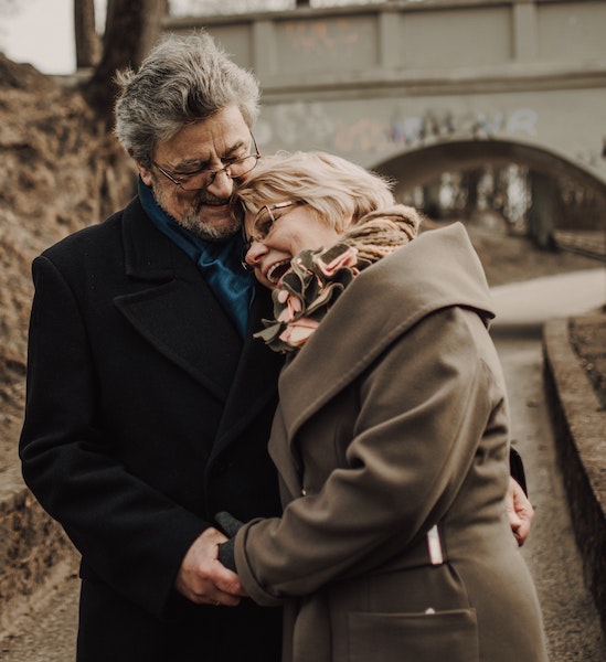 Happy Older Couple Embracing