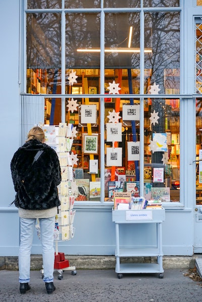 Woman Shopping for Holiday Cards