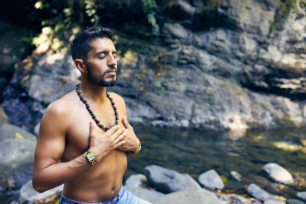 Man Meditating In Nature