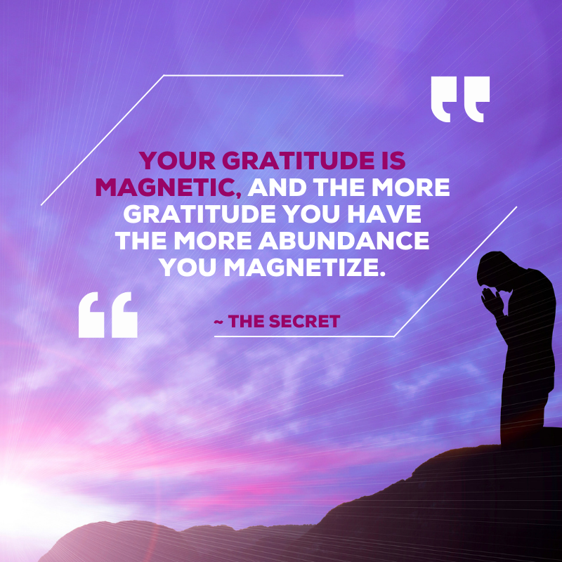 Your gratitude is magnetic, and the more gratitude you have the more abundance you magnetize. – The Secret